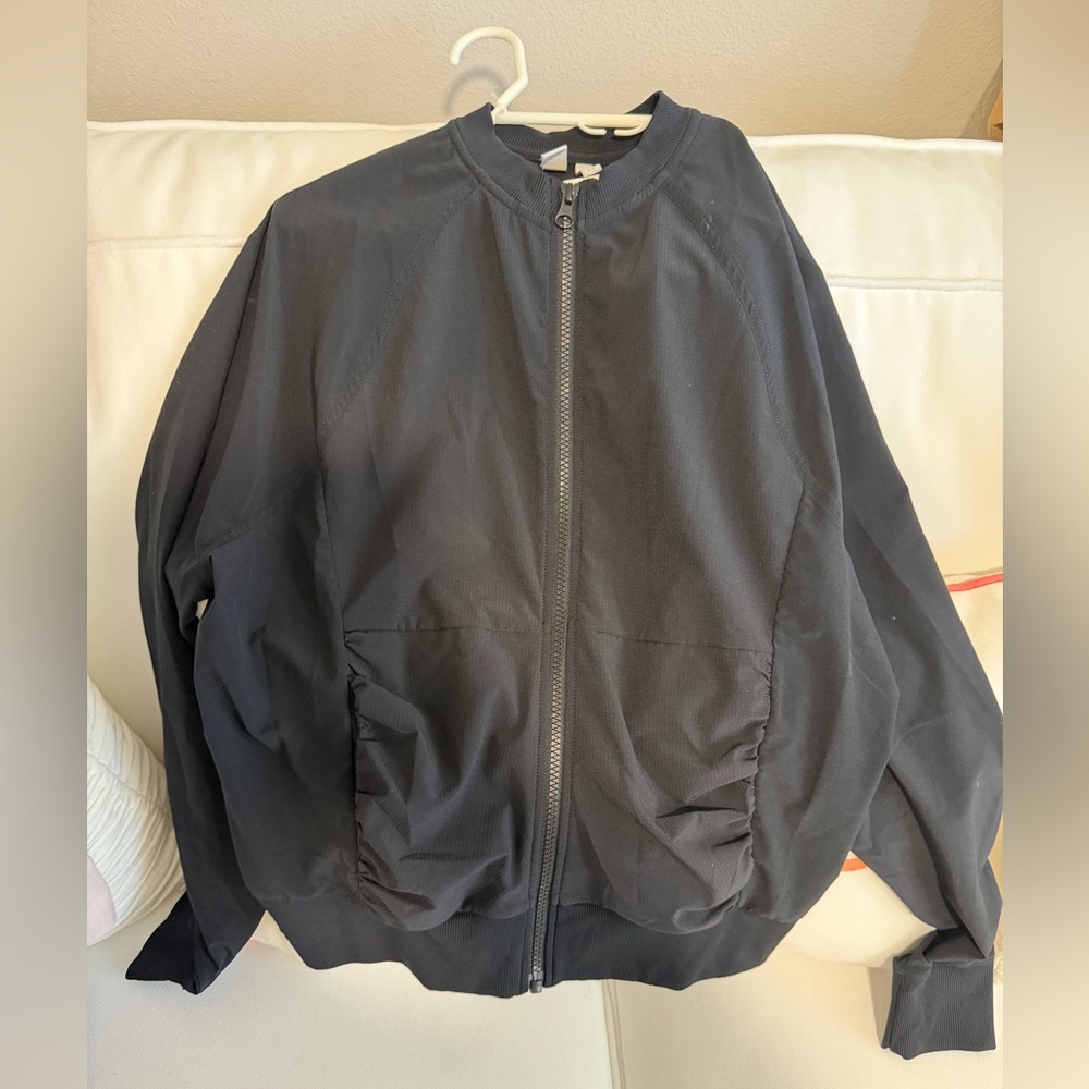 Black Zip-Up Bomber Jacket. Zella